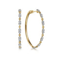 14K Yellow Gold 40mm Diamond Station Intricate Hoop Earrings