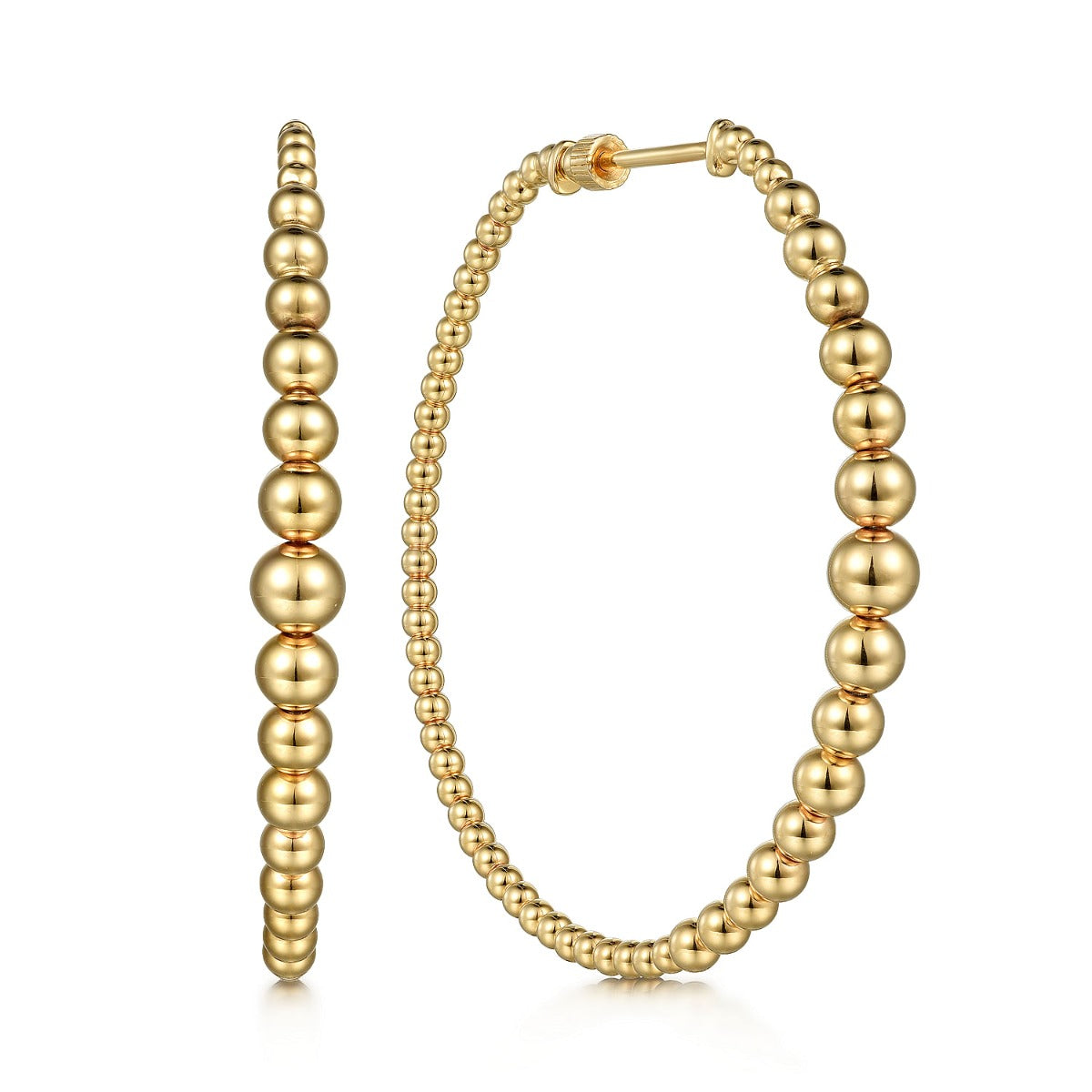 14K Yellow Gold 50mm Bujukan Hoop Earrings