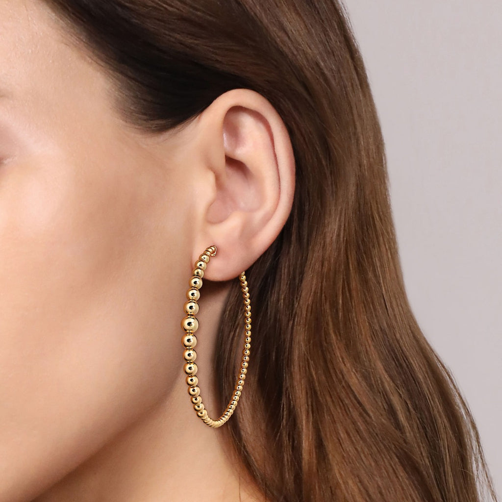 14K Yellow Gold 50mm Bujukan Hoop Earrings
