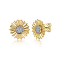 14K White and Yellow Gold Diamond Cut Stud Earrings