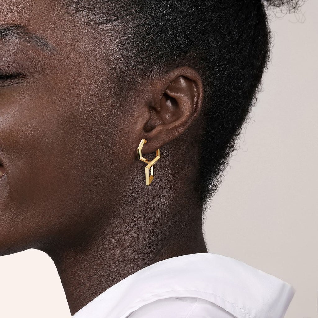 14K Yellow Gold Intricate Hoop Earrings