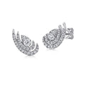 14K White Gold Diamond Swirl Ear Climber Earrings