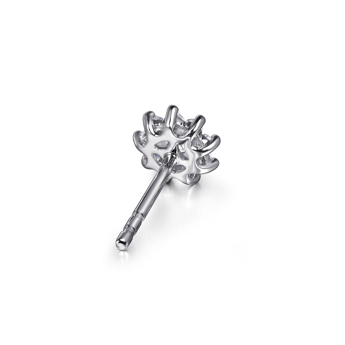 14K White Gold White Sapphire Cluster Stud Earrings