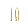 14K Yellow Plain Gold Graduating Bujukan Ball Drop Frenchwire Earrings