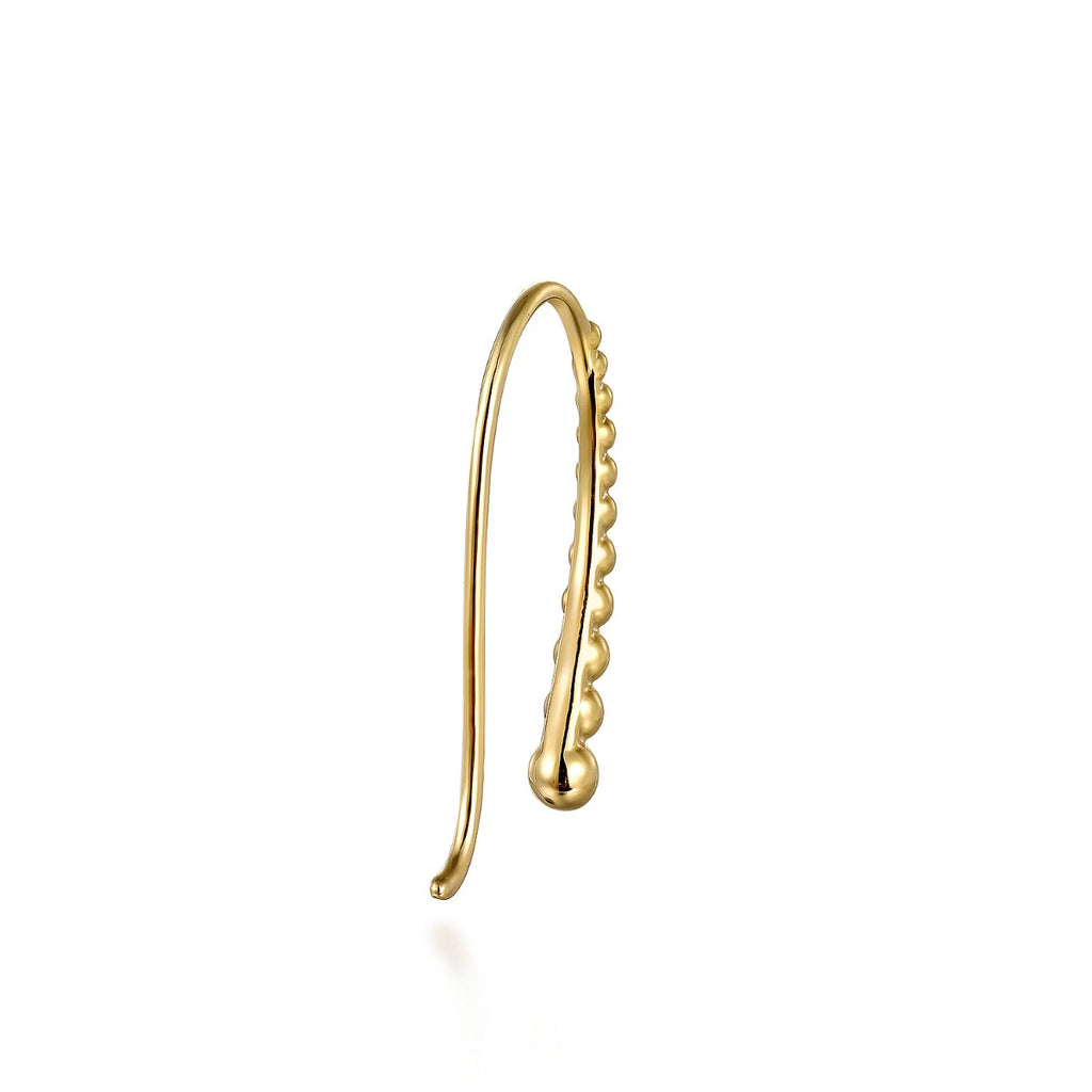 14K Yellow Plain Gold Graduating Bujukan Ball Drop Frenchwire Earrings