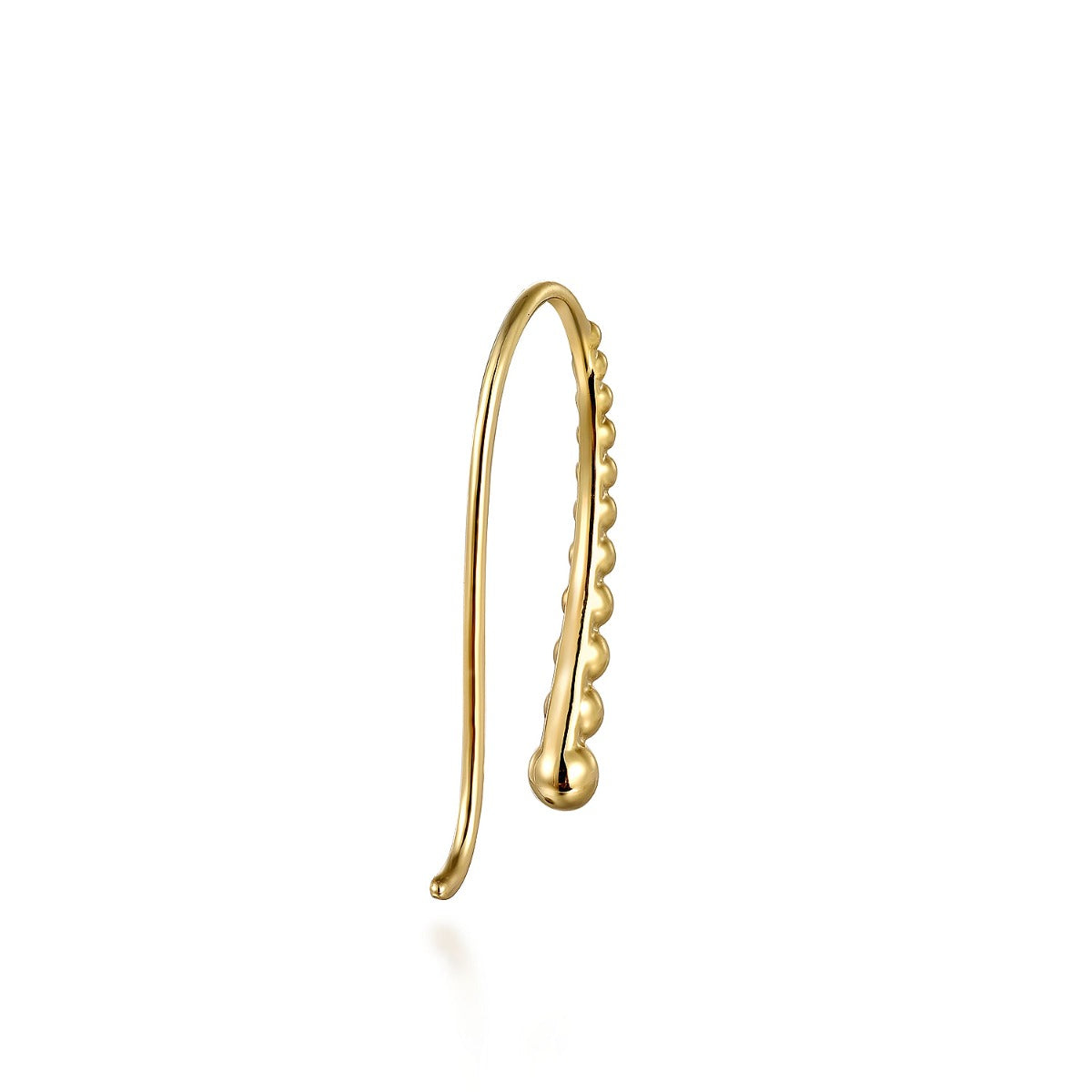 14K Yellow Plain Gold Graduating Bujukan Ball Drop Frenchwire Earrings