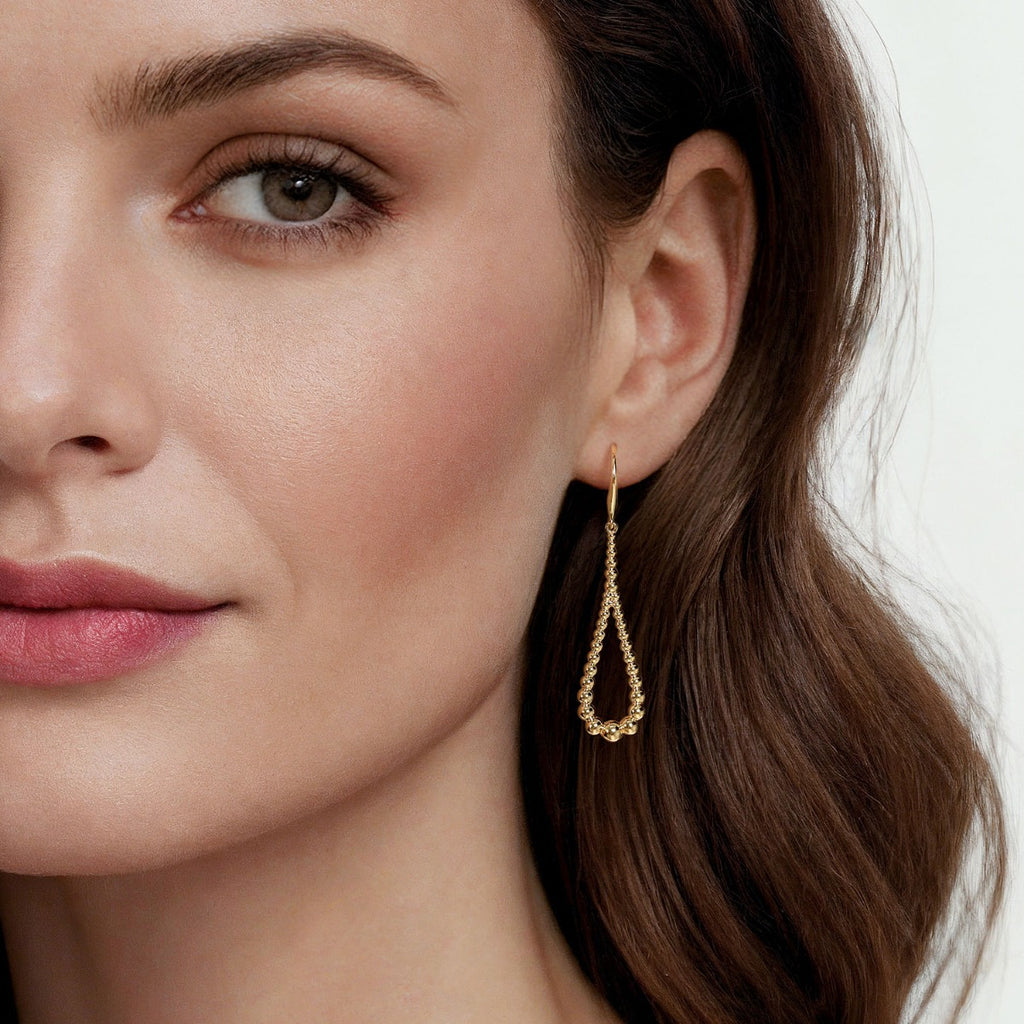 14K Yellow Gold Bujukan Teardrop Earrings