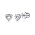 14K White Gold Open Heart Diamond Stud Earrings