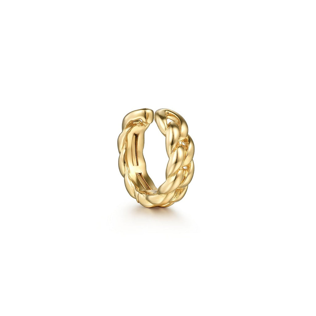 14K Yellow Gold Braided Single Ear Cuff Earring