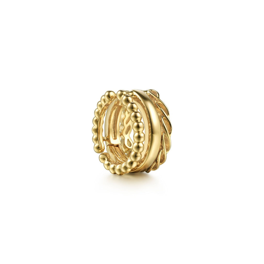 14K Yellow Gold Wide Bujukan Single Earcuff