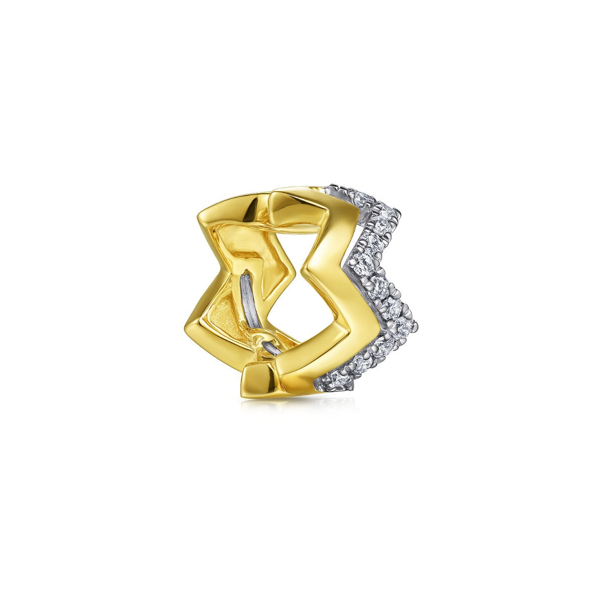 14K White-Yellow Gold Diamond Zig Zag Ear Cuff