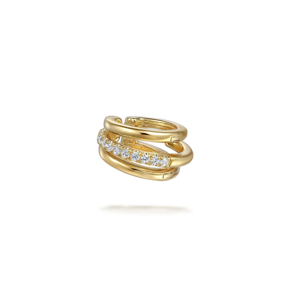14K Yellow Gold Single Diamond Single Ear Cuff