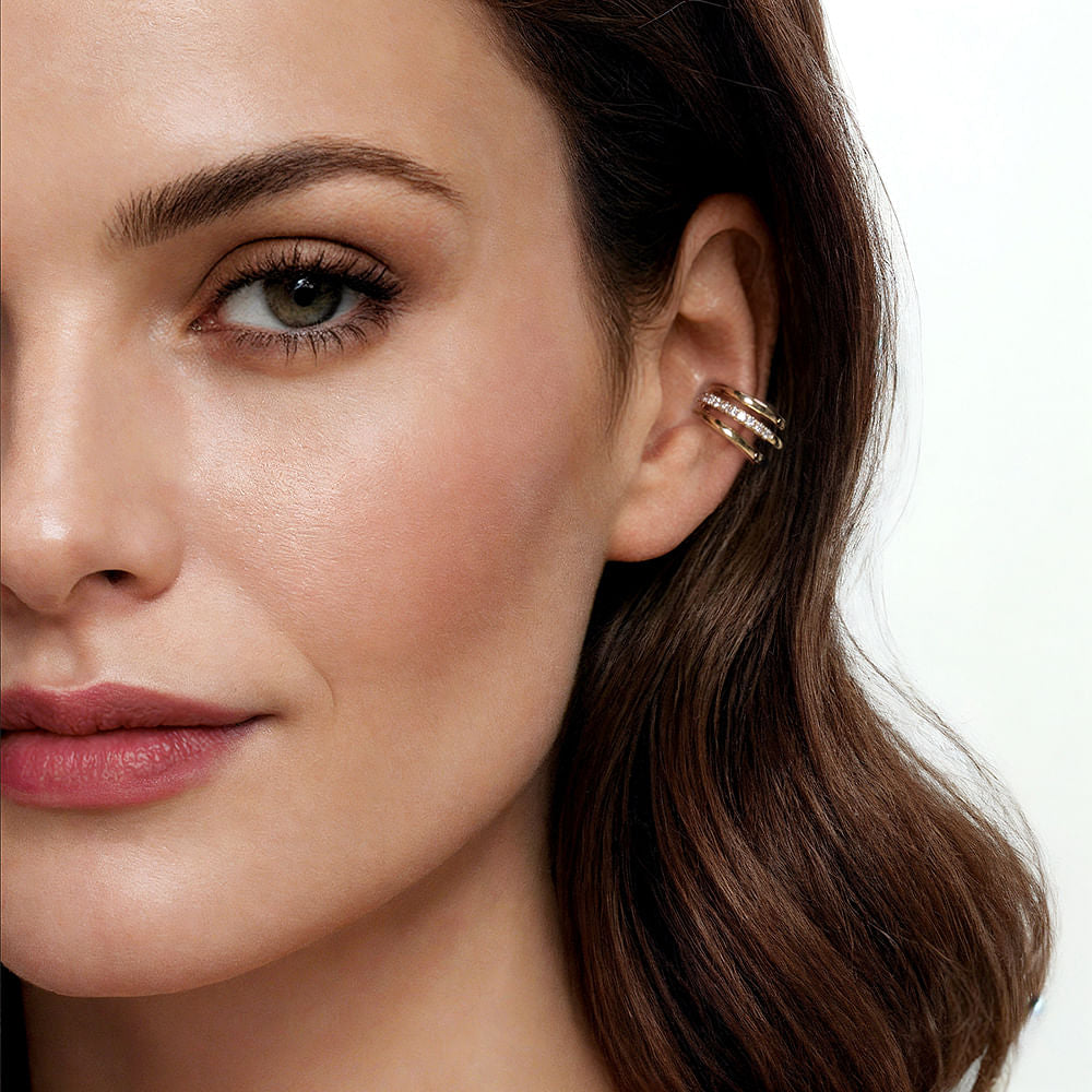 14K Yellow Gold Single Diamond Single Ear Cuff