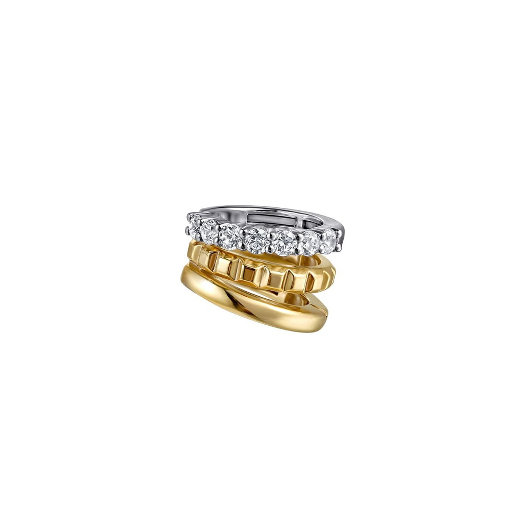 14K White Yellow Gold Prong Set Diamond Muli Row Single Ear Cuff