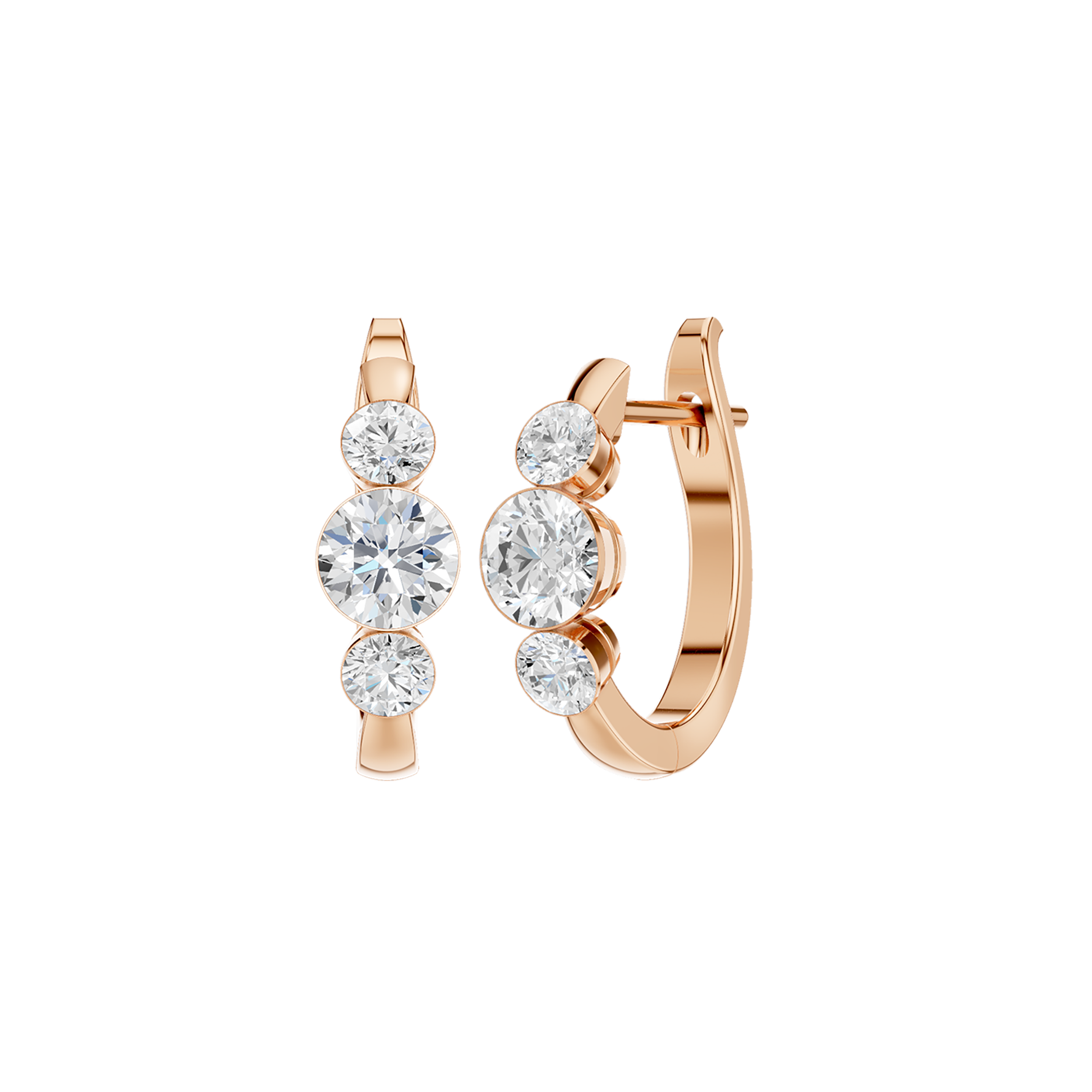 SeamlessTM 3-Stone Hoop Earrings