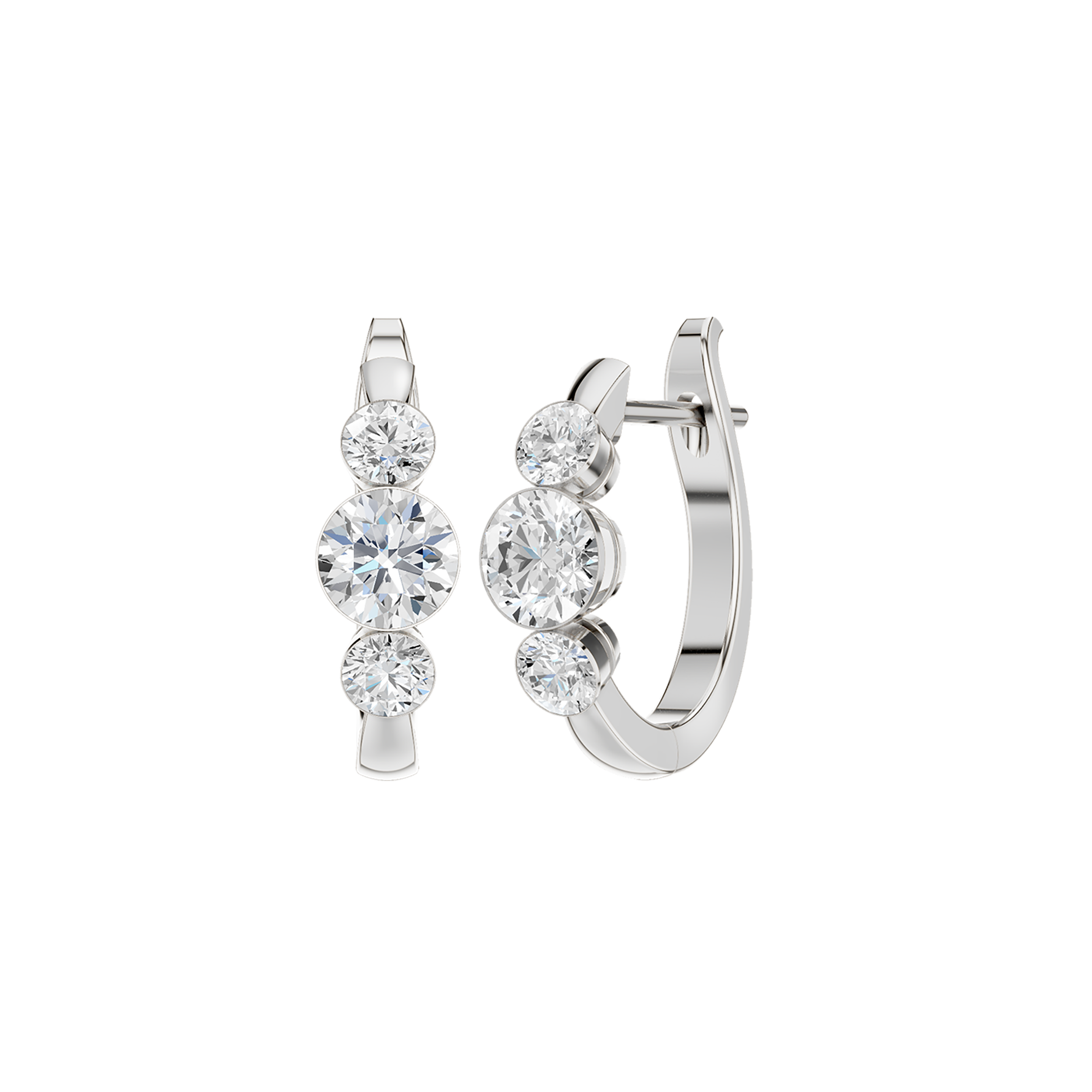 SeamlessTM 3-Stone Hoop Earrings