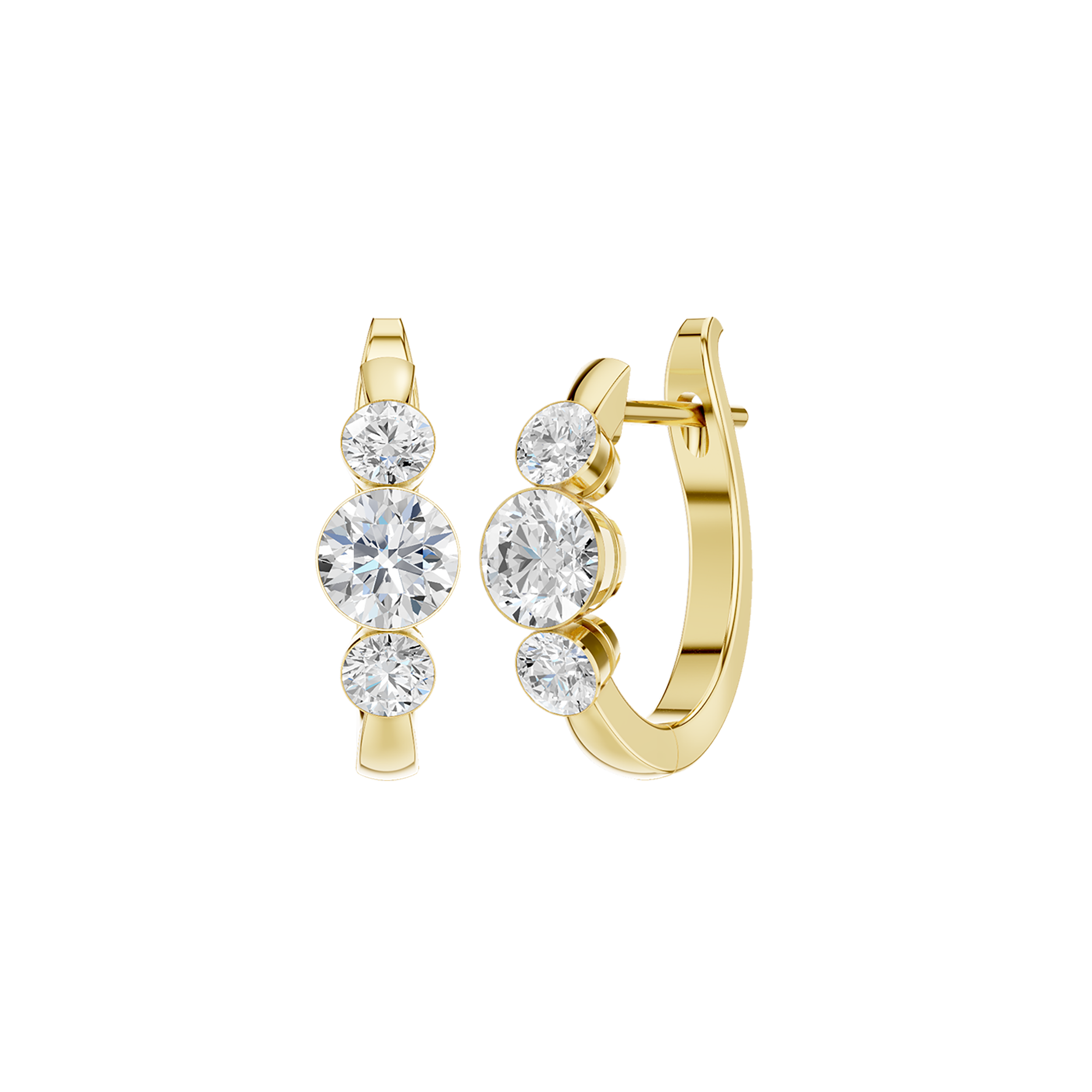 SeamlessTM 3-Stone Hoop Earrings