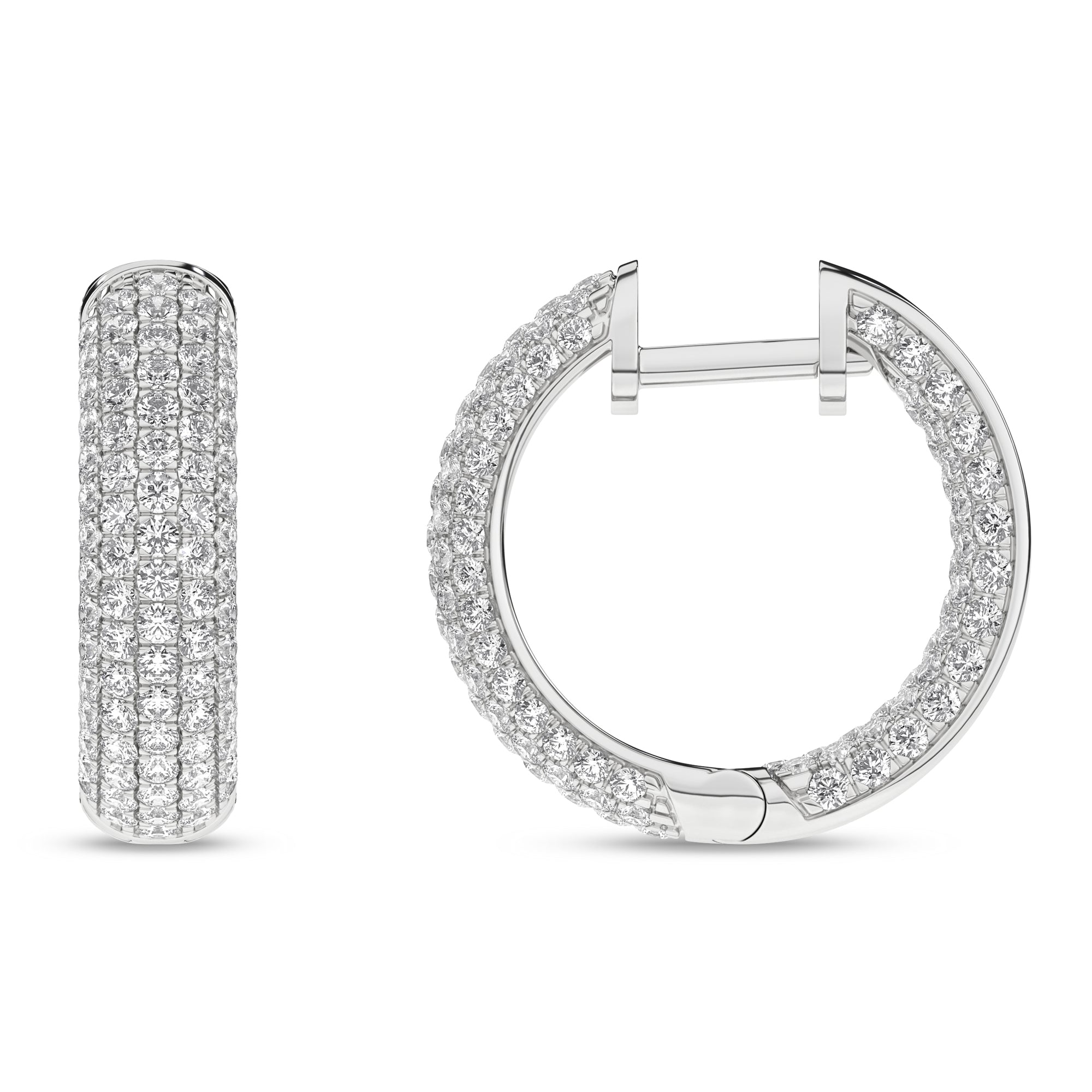 Inside-Out Pave Dome Hoop Earrings (Round)