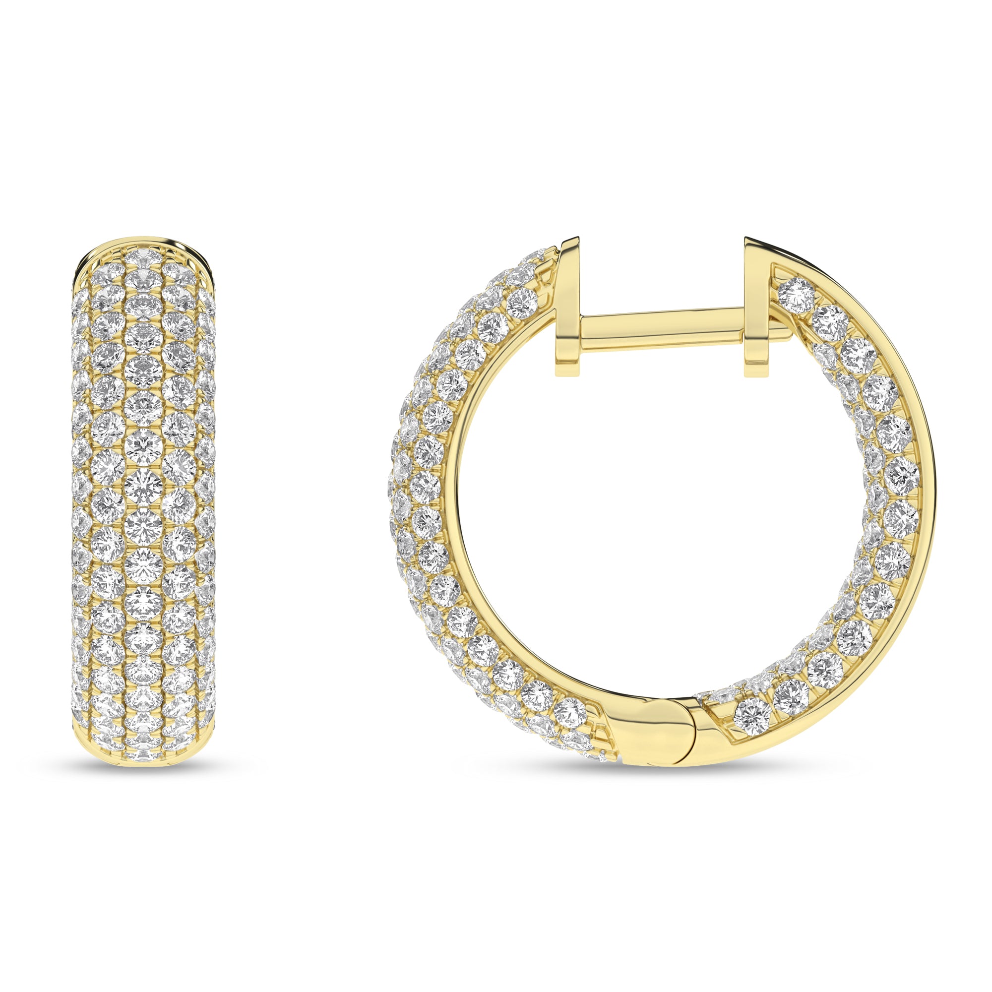 Inside-Out Pave Dome Hoop Earrings (Round)
