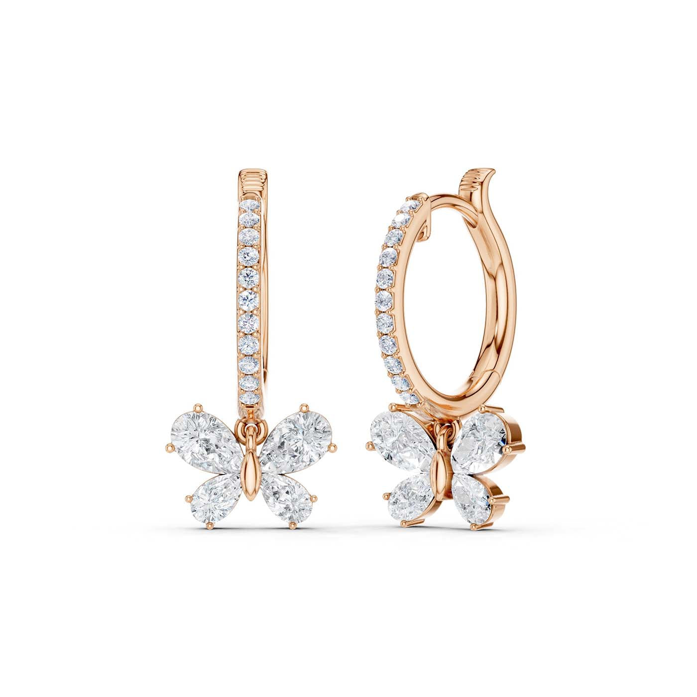 Butterfly Drop Hoop Earrings(Pear)
