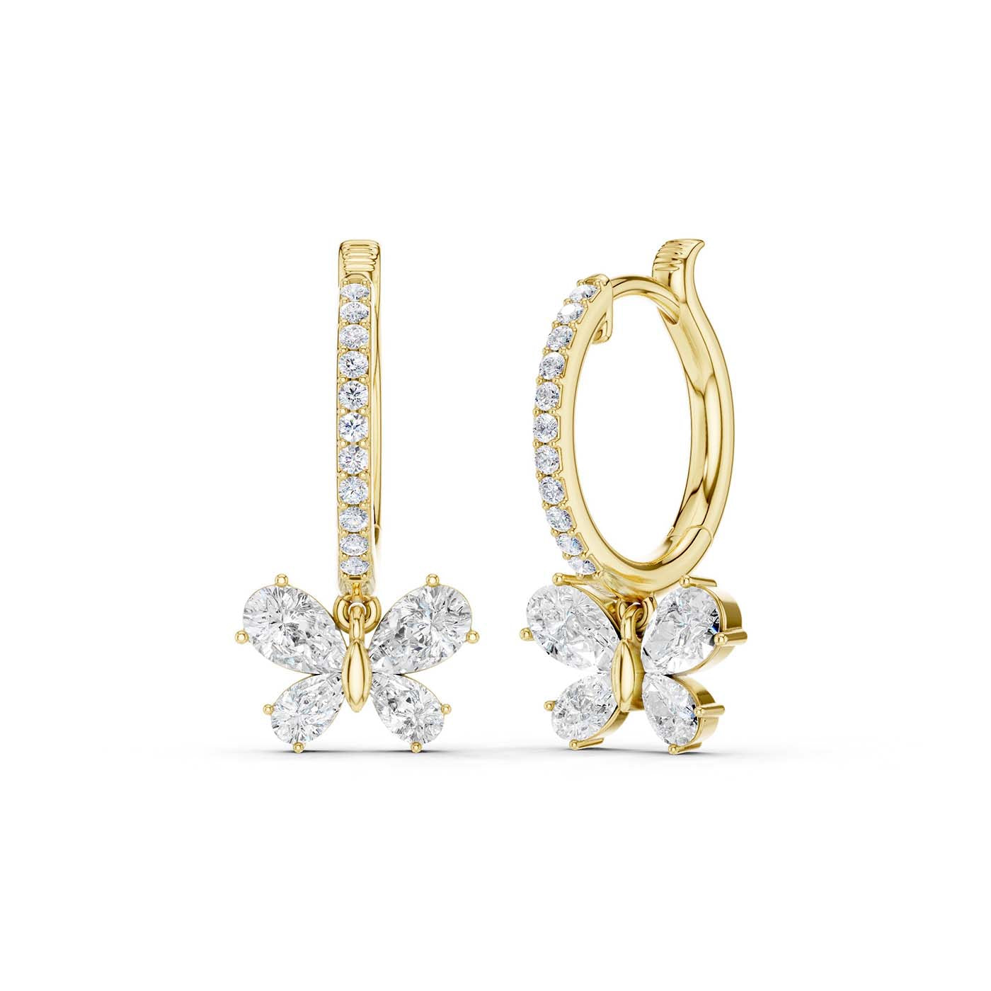 Butterfly Drop Hoop Earrings(Pear)