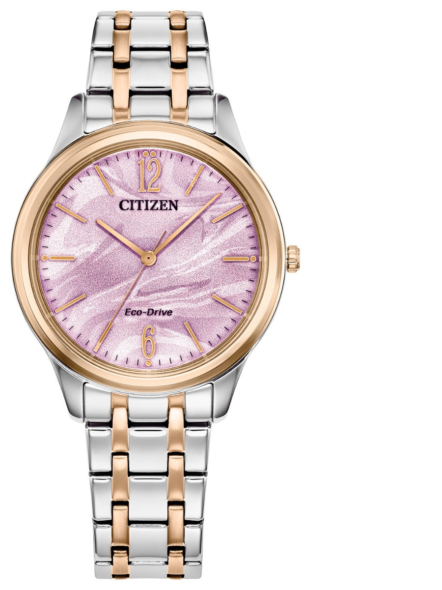 Citizen Ladies Eco Watch 36mm with Pink Marbled Dial - EM1216-55X
