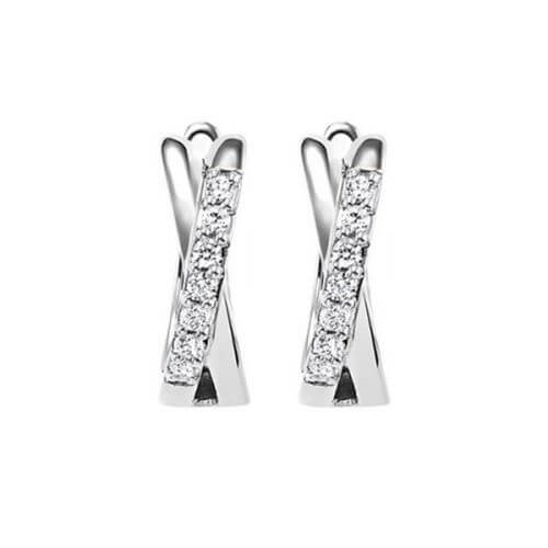 10K White Gold Huggie Hoops