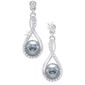 Front View Shell Pearl Drop Earrings In Sterling Silver