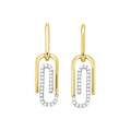 Front View Yellow Gold Diamond Paperclip Earrings