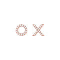 Front View 10k Rose Gold Diamond "X O" Earrings