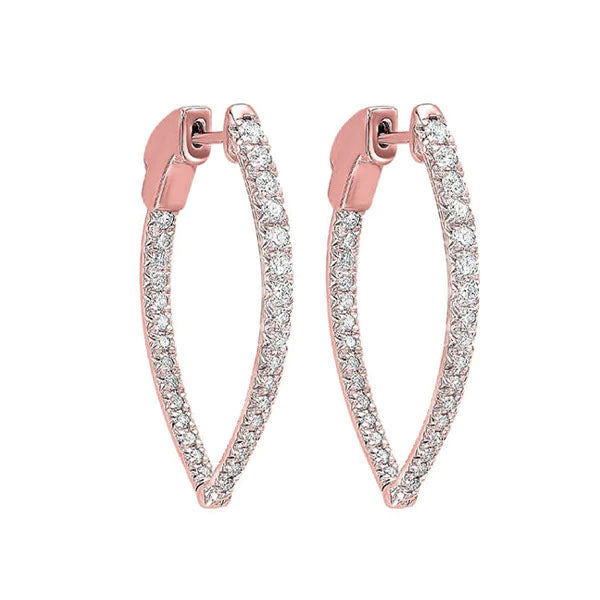 14k Inside Out Diamond Hoops