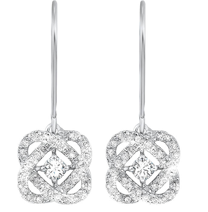 14KT White Gold & Diamond Love Crossing Fashion Earrings  - 1 ctw