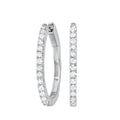 Front View 1.0tdw Diamond Round Hoop Earrings