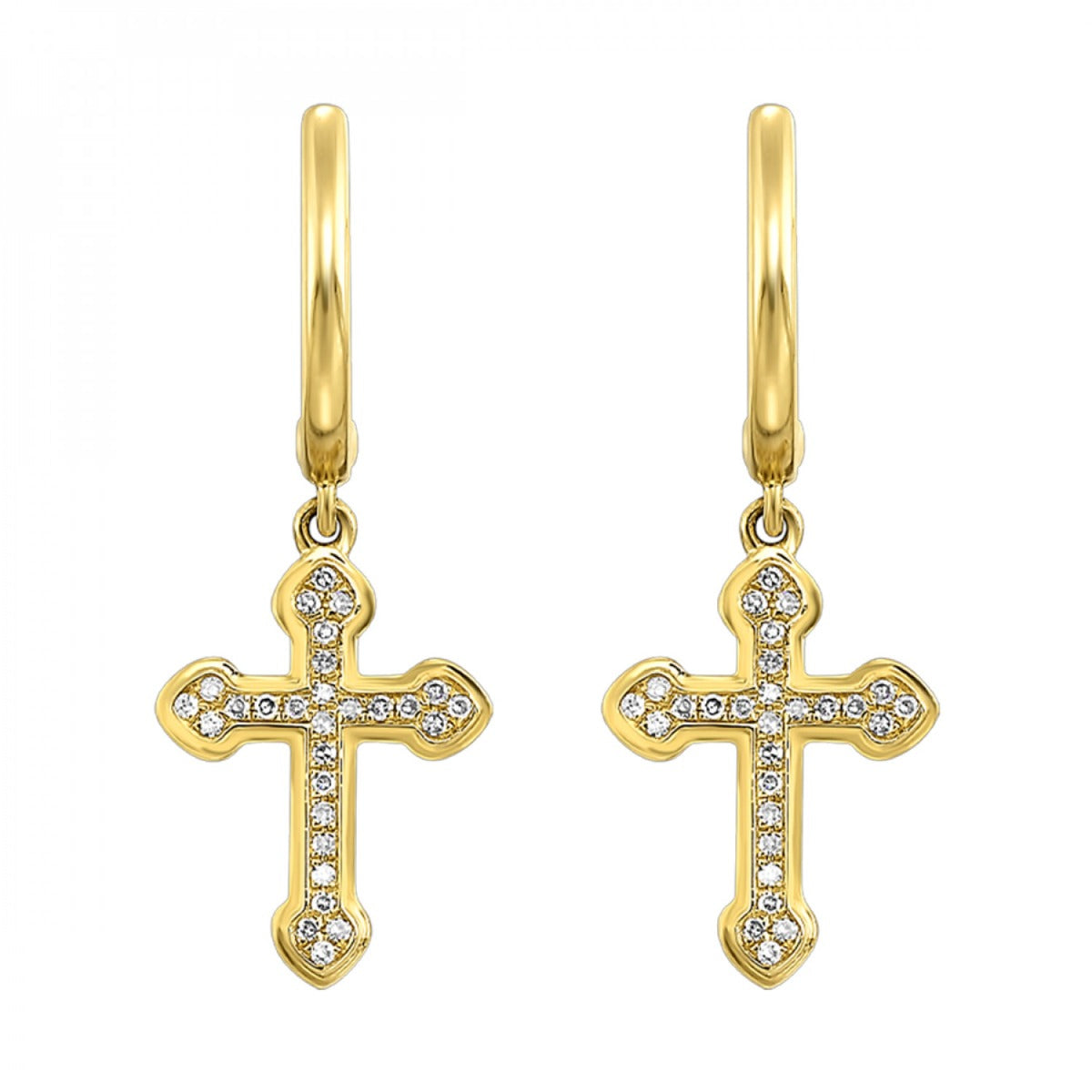 14k Diamond Cross Earrings 1/20 CTW
