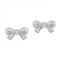 White Gold Diamond Bow Tie Earrings 1/7 CTW