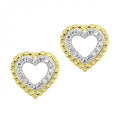 14k Yellow Gold .05ctw Diamond Heart Earrings
