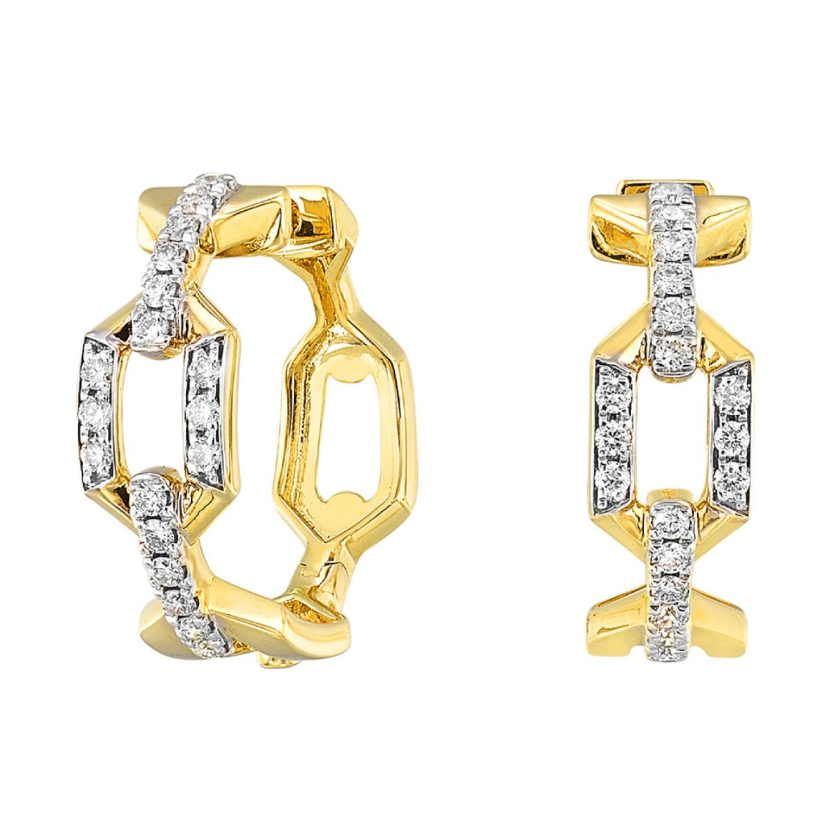 14K Yellow Gold Diamond Link Earring