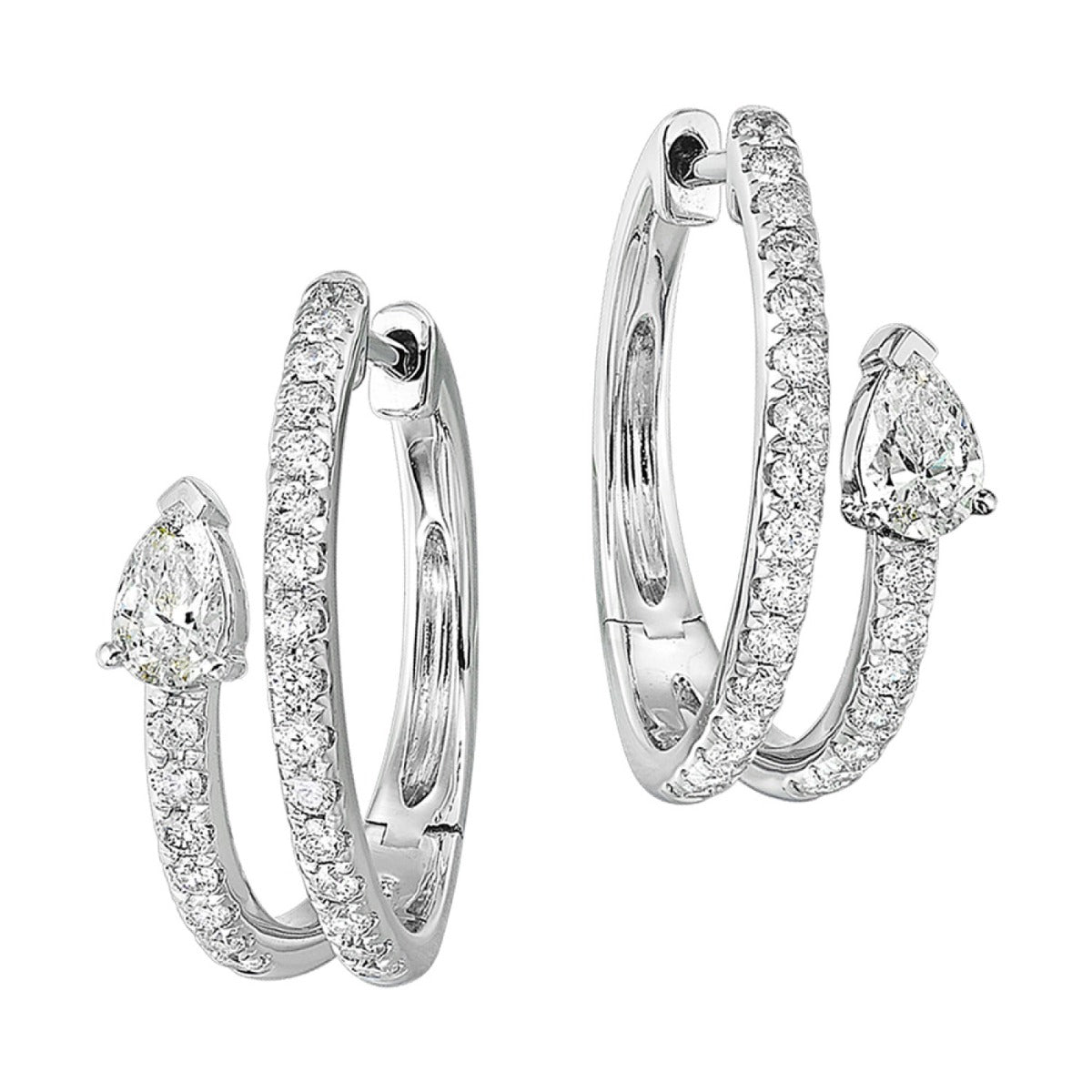 Liora 14K White Gold Pear Shape 3/4CTW Diamond Hoop Earrings
