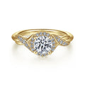 Shae - Vintage Inspired 14K Yellow Gold Round Halo Semi-Mount Ring