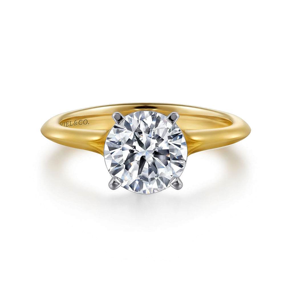 Ellis - 14K White-Yellow Gold Round Semi-Mount Ring