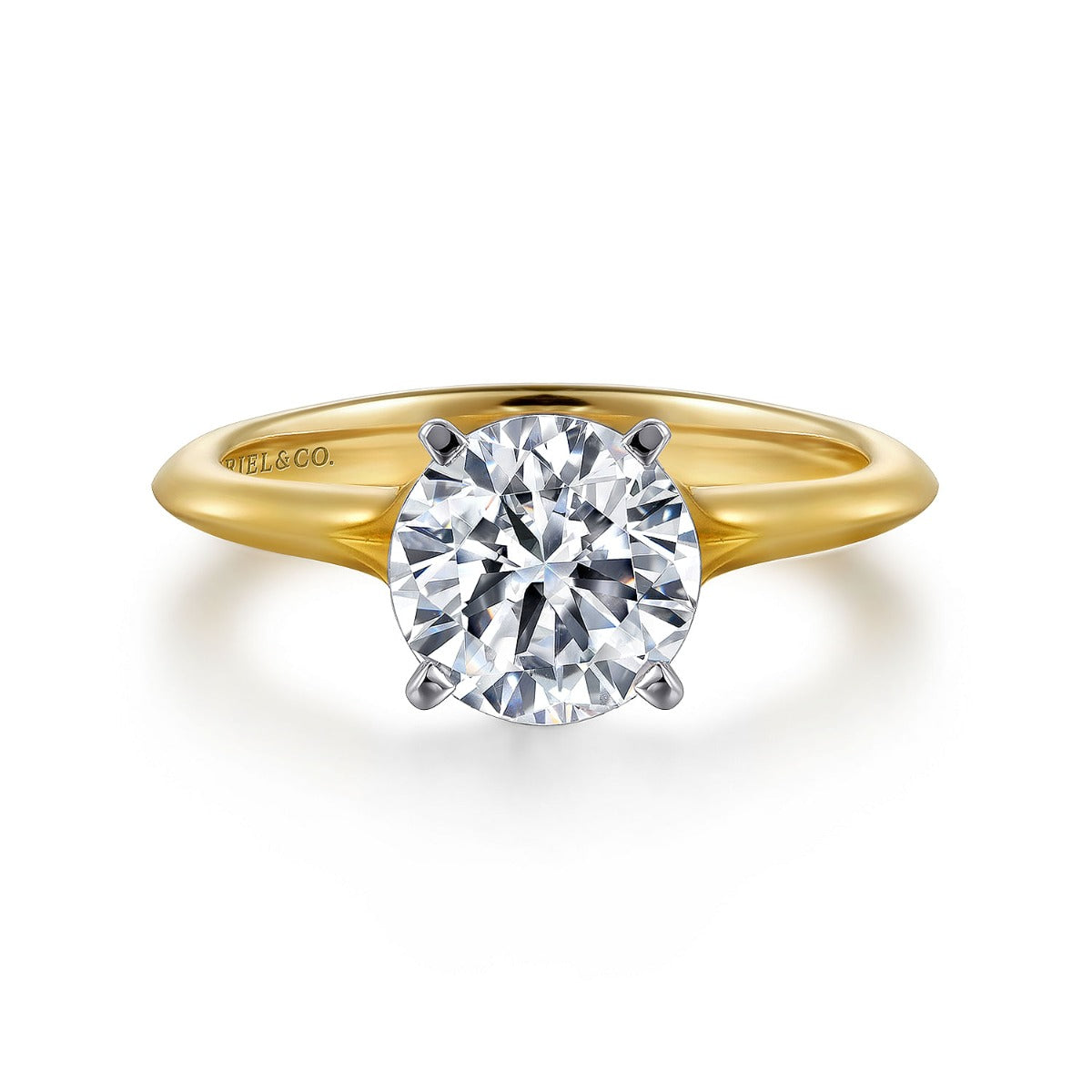 Ellis - 14K White-Yellow Gold Round Semi-Mount Ring