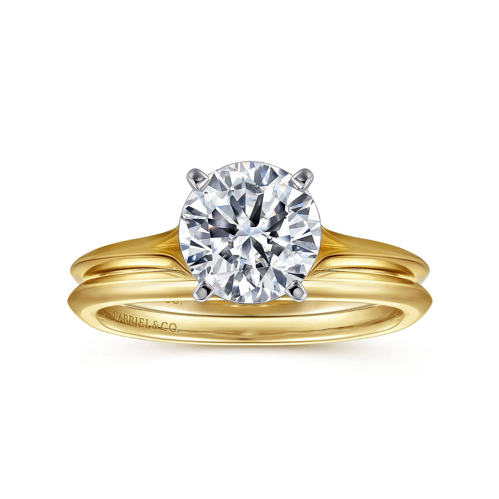 Ellis - 14K White-Yellow Gold Round Semi-Mount Ring