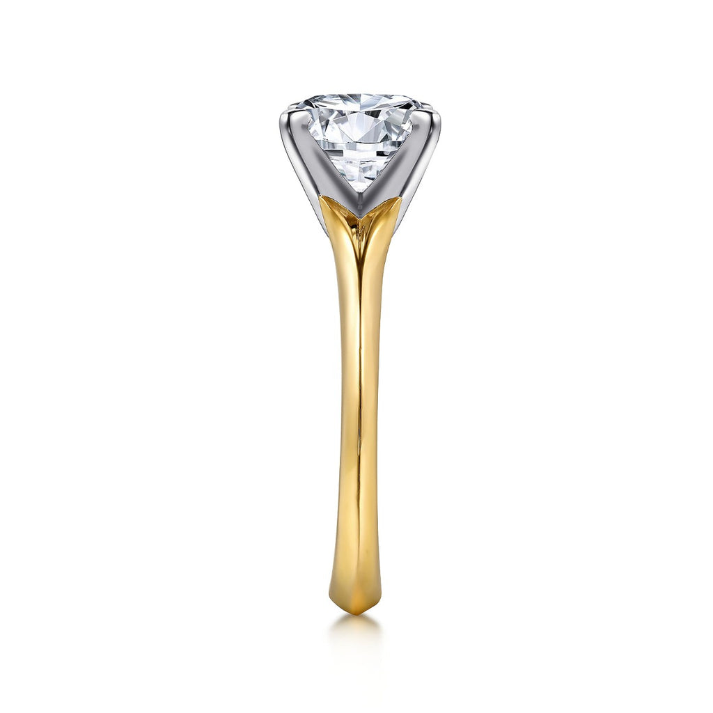 Ellis - 14K White-Yellow Gold Round Semi-Mount Ring