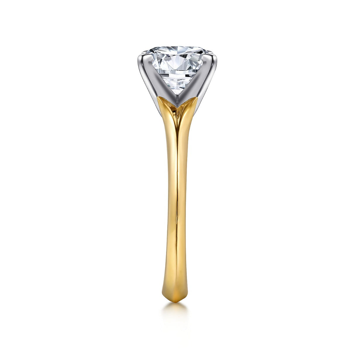 Ellis - 14K White-Yellow Gold Round Semi-Mount Ring