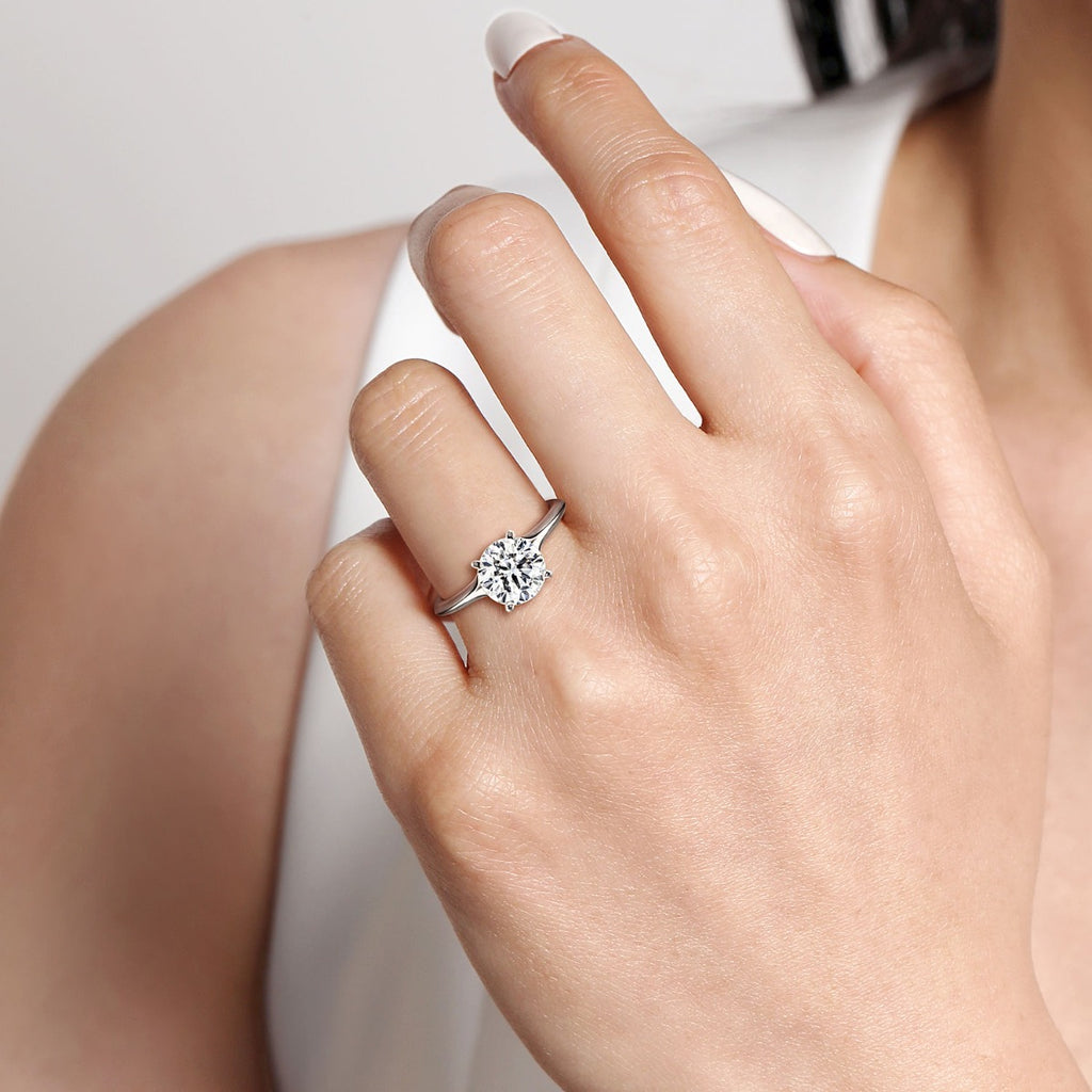 Ellis - 14K White Gold Round Semi-Mount Ring