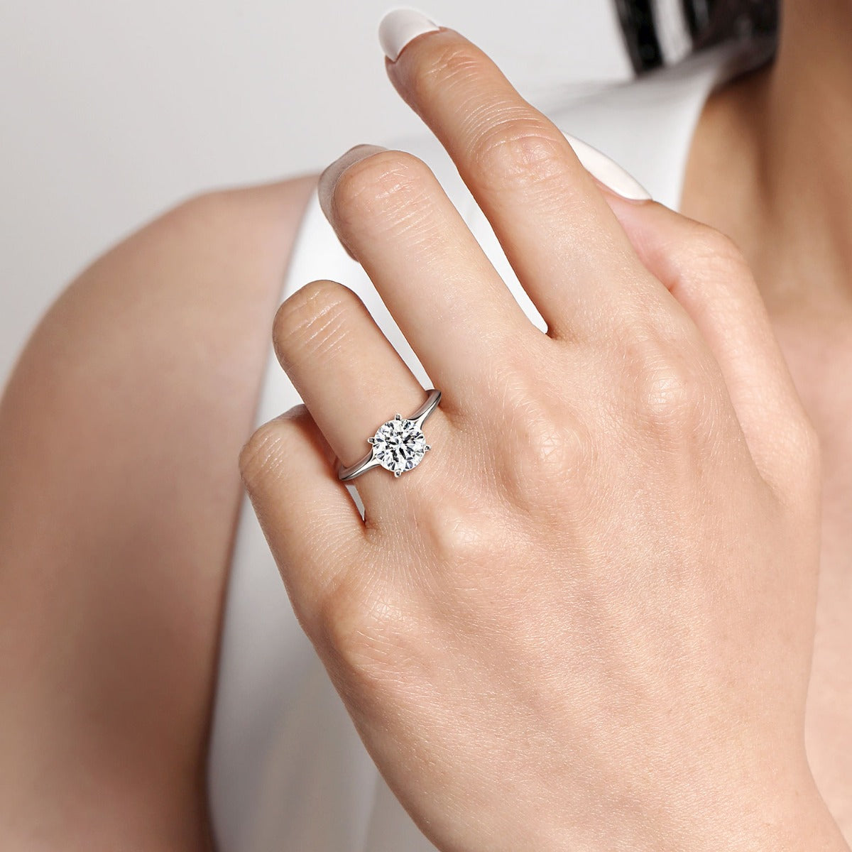 Ellis - 14K White Gold Round Semi-Mount Ring