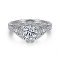 Annadale - Unique 14K White Gold Vintage Inspired Semi Mount Halo Semi-Mount Ring
