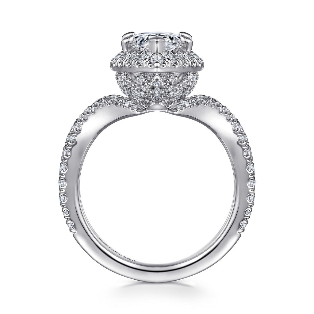 Madeleine - 14K White Gold Pear Shape Halo Semi-Mount Ring
