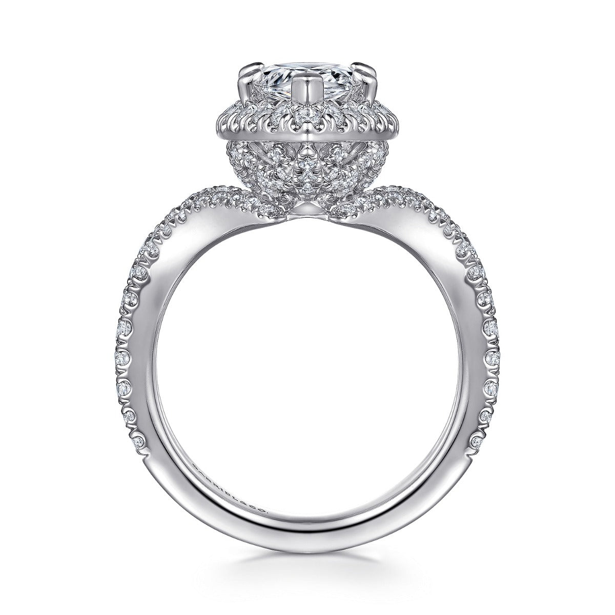 Madeleine - 14K White Gold Pear Shape Halo Semi-Mount Ring