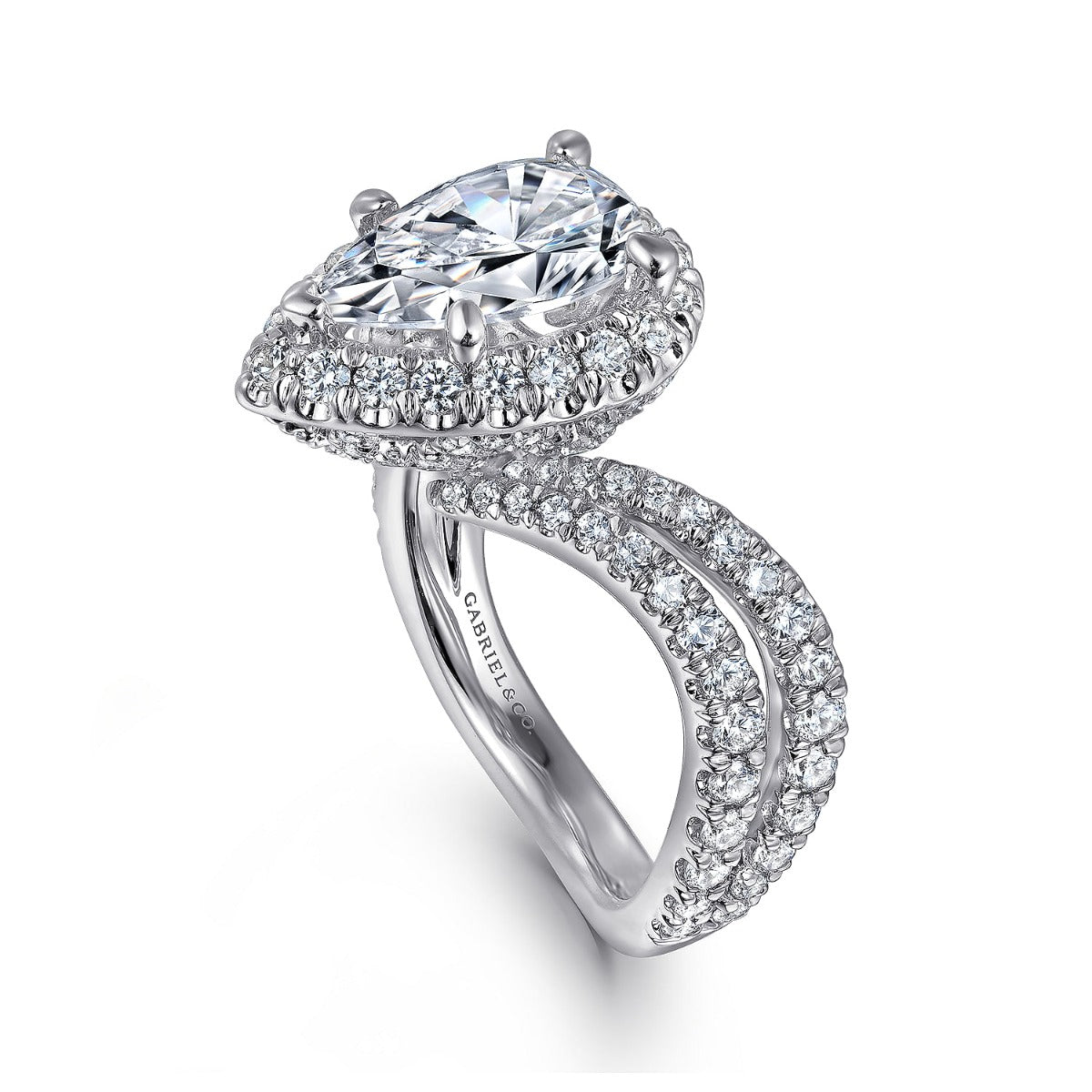 Madeleine - 14K White Gold Pear Shape Halo Semi-Mount Ring
